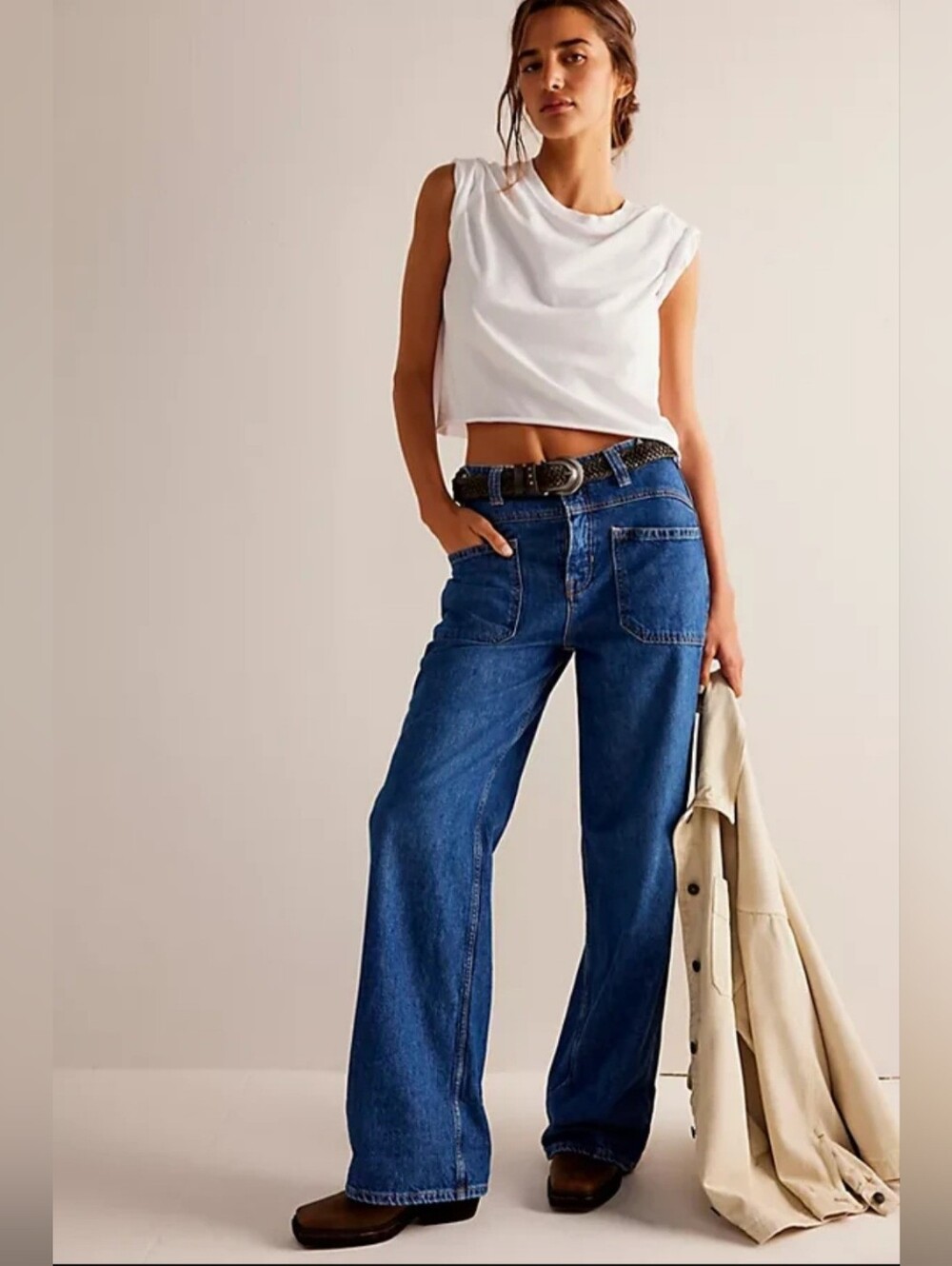 We The Free Free People Palmer Cuffed Blue Jeans Women's Size 27